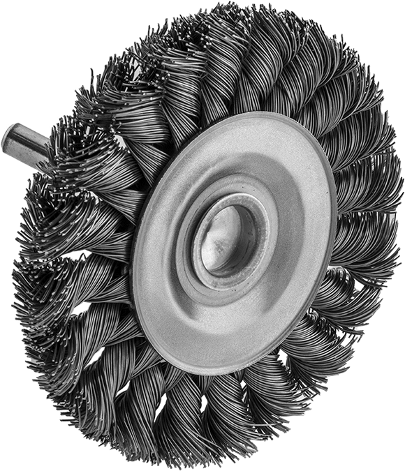 47475A64 - Aggressive-Cleaning Wheel Brush with Shank, 3-1/4" Brush Diameter, 0.014" Diameter Steel